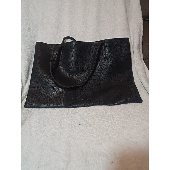 Vince Camuto Black Purse Pebbled Vegan Leather Minimalist Carryall Weekend Tote - Picture 1 of 6